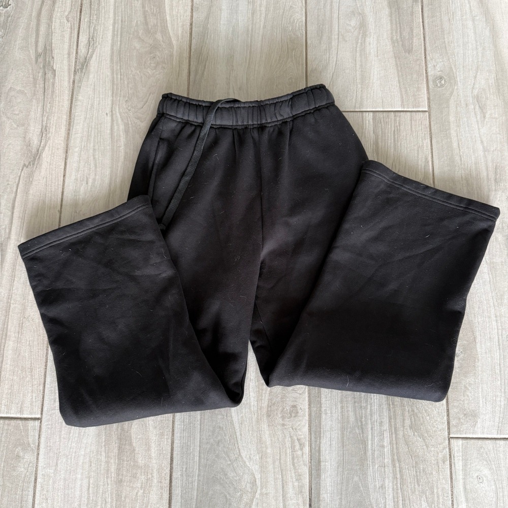 Lucid Blanks Wide Leg Sweatpants Womens Medium Black Drawstring Pockets Lounge
